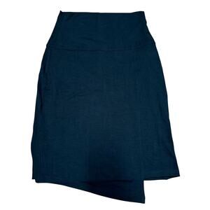 Athleta Women’s Solid Black Seaside Fold Over Faux Wrap Skirt Size XS Midi